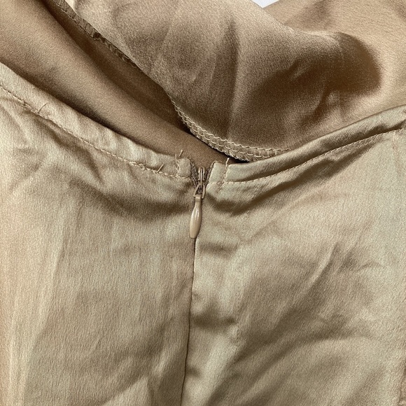 PrettyLittleThing Champagne Satin Cowl Neck Bodycon Dress Size 6 - Picture 12 of 13